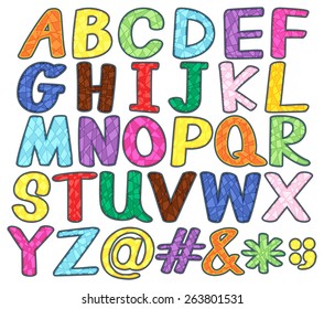 Set of upper case alphabets and symbols