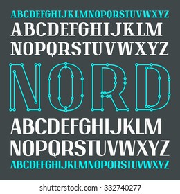 Set of uppercase contrast font. Bold face. Serif and sanserif versions