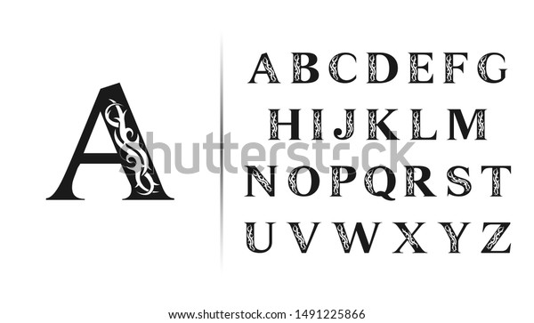 Spiksplinternieuw Set Uppercase Letters Tattoo Element Elegant stockvector VY-53