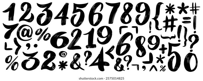 Set of uppercase numbers. Vector background used for school, magazine, wrapping paper, fabric, web pages and prints. Vector grunge binary data and streaming binary code background. Numbers set