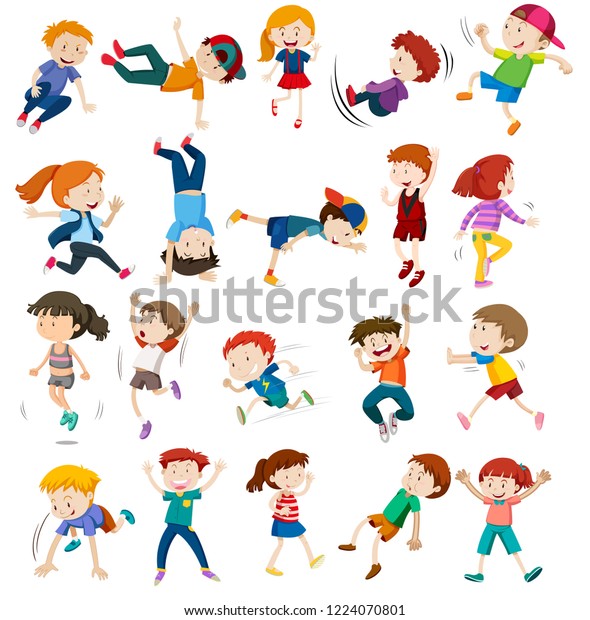 Set Urban Children Character Illustration Stock Vector (royalty Free 