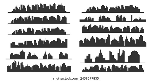 Conjunto de elementos de silueta de paisaje de edificio Urbana de ciudad Colección