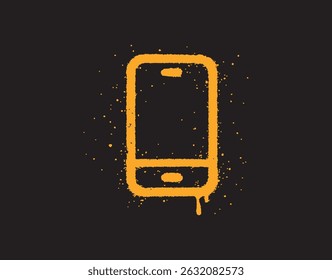 Conjunto de ícones no estilo de grafite urbano em formato de vetor EPS editável. Ilustrações pintadas com spray apresentando uma bola de futebol, basquete, troféu, coroa, telefone celular e gesto de mão de paz (dois dedos para cima).