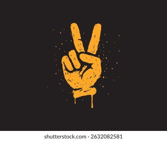 Set of urban graffiti-style icons in editable EPS vector format. Spray-painted illustrations featuring a soccer ball, basketball, trophy, crown, mobile phone, and peace hand gesture (two fingers up).