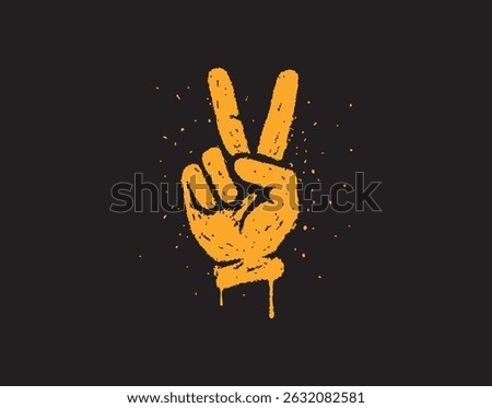 Set of urban graffiti-style icons in editable EPS vector format. Spray-painted illustrations featuring a soccer ball, basketball, trophy, crown, mobile phone, and peace hand gesture (two fingers up).