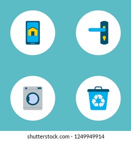 Set of urban icons flat style symbols with recycle, smart app, door lock and other icons for your web mobile app logo design.