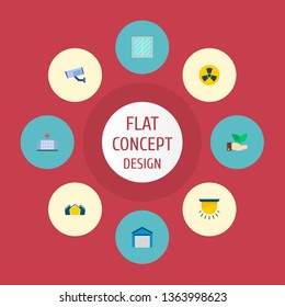 Set of urban icons flat style symbols with garage, hospital, window and other icons for your web mobile app logo design.