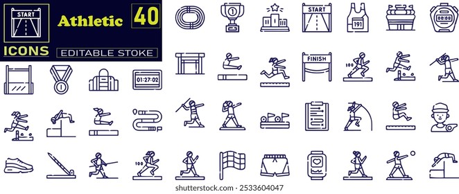 Set of urban sports Icons. Simple line art style icons pack. 