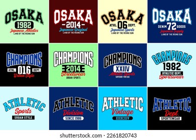 Set of urban varsity vintage typography design print for t-shirt vector illustration 