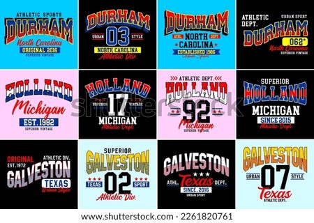 Set of urban varsity vintage typography design print for t-shirt vector illustration 