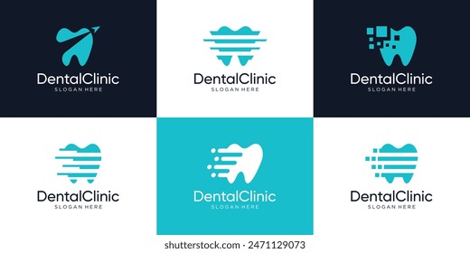 Set of urgent dental care logo design template.