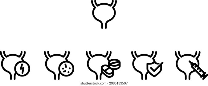 Set Of Urinary Bladder Icon , Vector