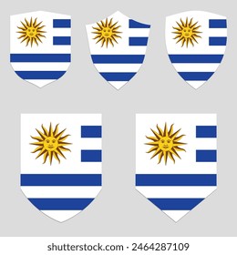 Set of Uruguay Flag in Shield Shape Frame