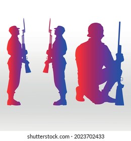 set of us army silhouette abstract,  line isolated or logo isolated sign symbol vector, outline and stroke style Collection of high-quality color style vector illustration,