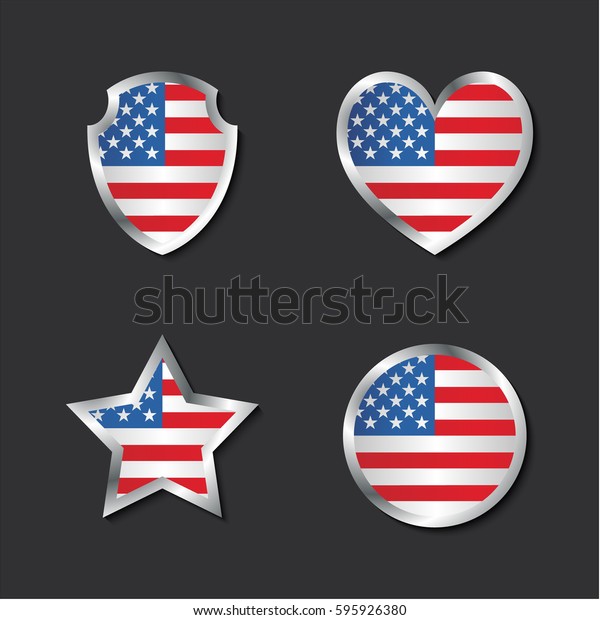 Set Us Flag Icons Stock Vector Royalty Free 595926380