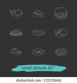 Set of us food icons line style symbols with north dakota, new york, montana and other icons for your web mobile app logo design.