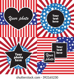 Set of US Patriotic background frames with place for text and photos