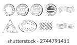 Set of US postal stamps. Post office stamp.