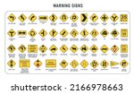 Set of US road warning signs