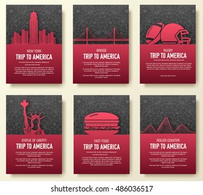 Set of USA country ornament illustration concept. Art traditional, poster, book, poster, abstract, ottoman motifs, element. Vector decorative ethnic greeting card or invitation  design background.