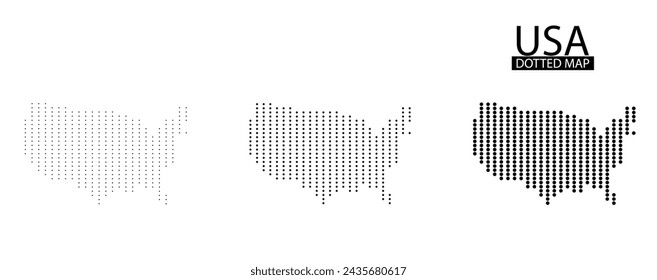 set of USA dotted map vector on white isolated