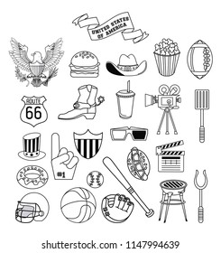 Set of USA entertainment icons