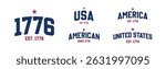 Set of USA Est 1776 Design Collection, United States of America Vector Illustration for T-Shirt, Banner, flag, and Poster for 4th of July Independence day