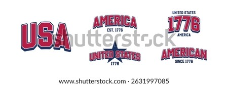 Set of USA Est 1776 Design Collection, United States of America Vector Illustration for T-Shirt, Banner, flag, and Poster for 4th of July Independence Day