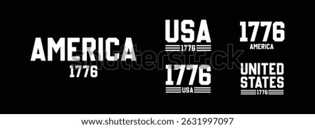 Set of USA Est 1776 Design Collection, United States of America Vector Illustration for T-Shirt, Banner, flag, and Poster for 4th of July Independence Day on Black Background