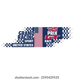 Set of USA flag checkered patterns for racing decals and stickers