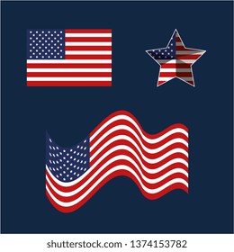 set usa flags and star emblem to holiday