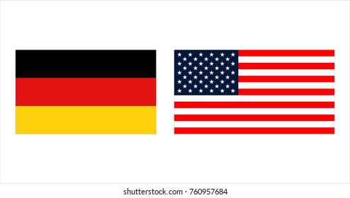 set USA and Germany national flags in original sizes
