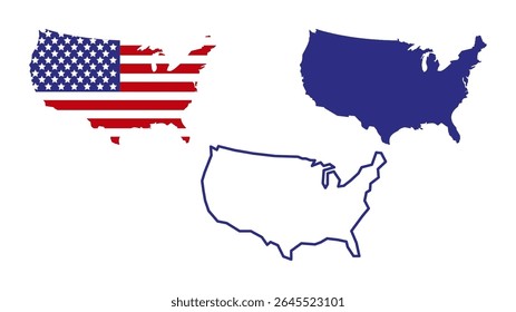 Set of USA map isolated on white background, vector illustration design
