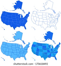 Set of the USA maps. All objects are independent and fully editable 