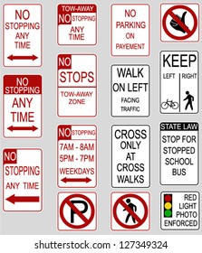 set of usa road signs