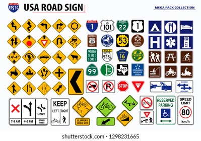 set of USA street sign. eps 10 vector