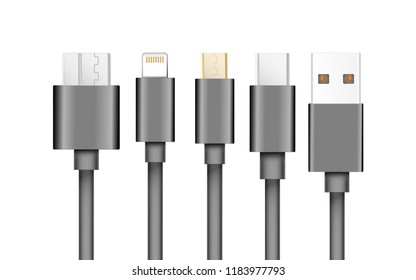 Set of USB Cable ,USB3 ,Micro-USB and USB type-C interfaces.