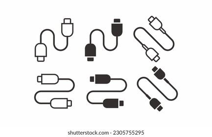 conjunto de iconos vectoriales de cable usb