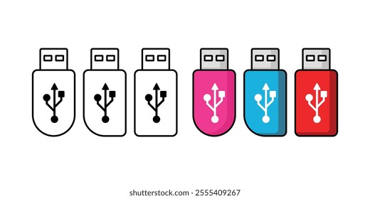 Set of USB flash drive icons	