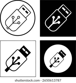 Conjunto de ícones da unidade flash usb com elementos de design de circuito.