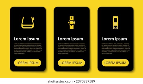 Ajuste la unidad flash USB, el reloj de pulsera y las gafas inteligentes en los espectáculos. Plantilla de infografía empresarial. Vector