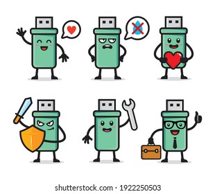 set of usb flashdisk character design