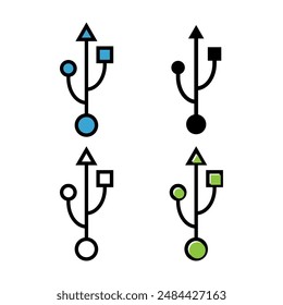 Set of USB icon technology, connect device sign, electronic portable symbol ,vector illustration media .