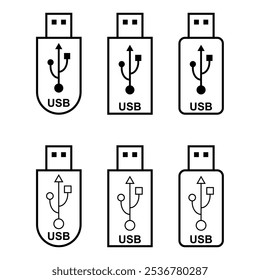 Conjunto de tecnologia de ícone USB, sinal de dispositivo de conexão, símbolo eletrônico portátil, mídia de ilustração vetorial .