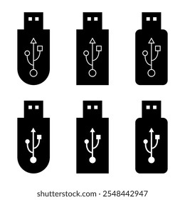 Conjunto de tecnologia de ícone USB, sinal de dispositivo de conexão, símbolo eletrônico portátil, mídia de ilustração vetorial .