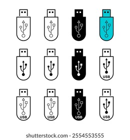 Set of USB icon technology, connect device sign, electronic portable symbol ,vector illustration media .