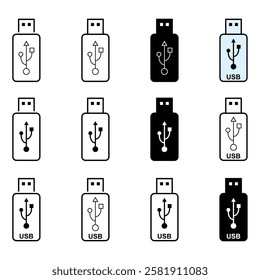 Set of USB icon technology, connect device sign, electronic portable symbol ,vector illustration media .