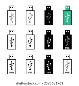 Set of USB icon technology, connect device sign, electronic portable symbol ,vector illustration media .