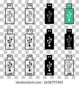 Set of USB icon technology, connect device sign, electronic portable symbol ,vector illustration .