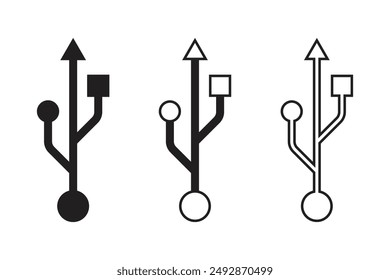 Set of usb icons, isolated on a white background.